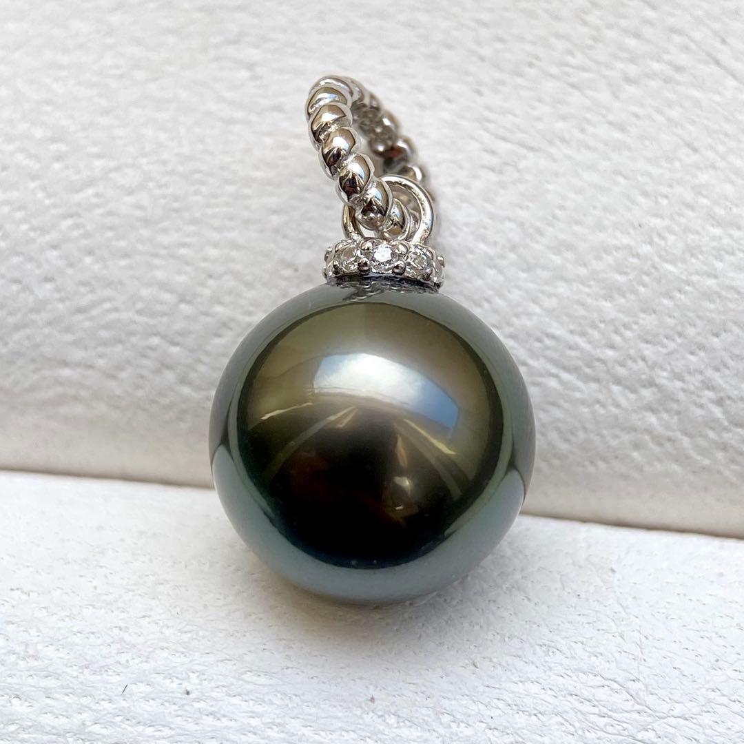 本真珠南洋黒蝶真珠グリーン大玉11.8㍉s925ペンダントBEN935