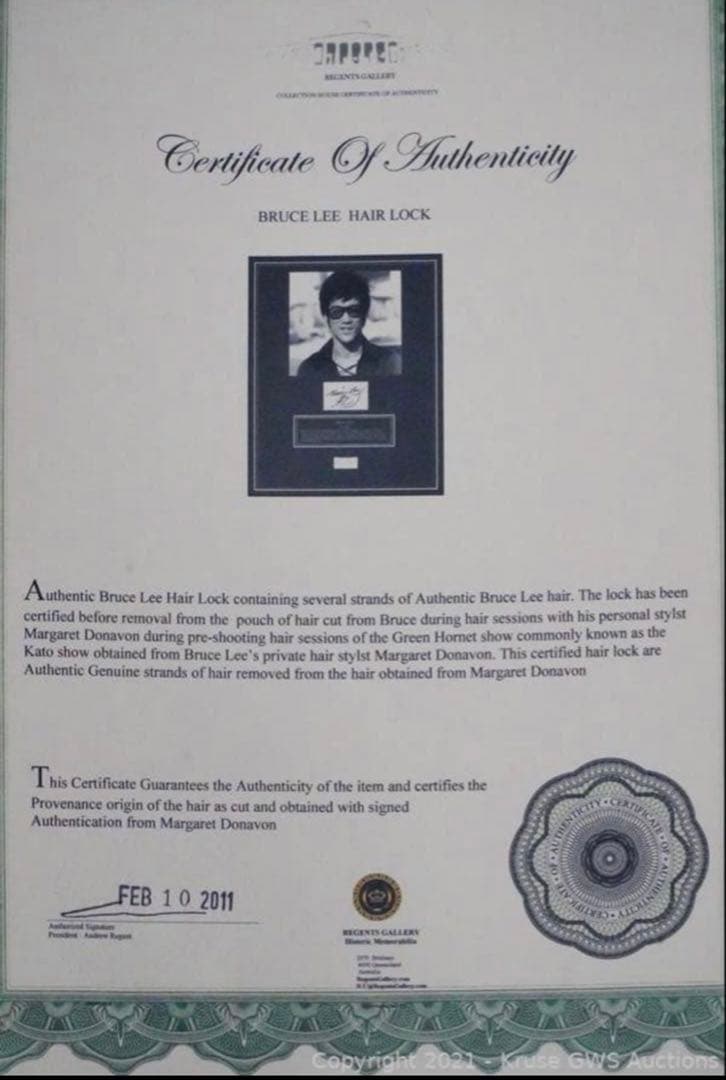 九*e様 ■本物■髪の毛■ブルース・リー■Bruce Lee Authentic