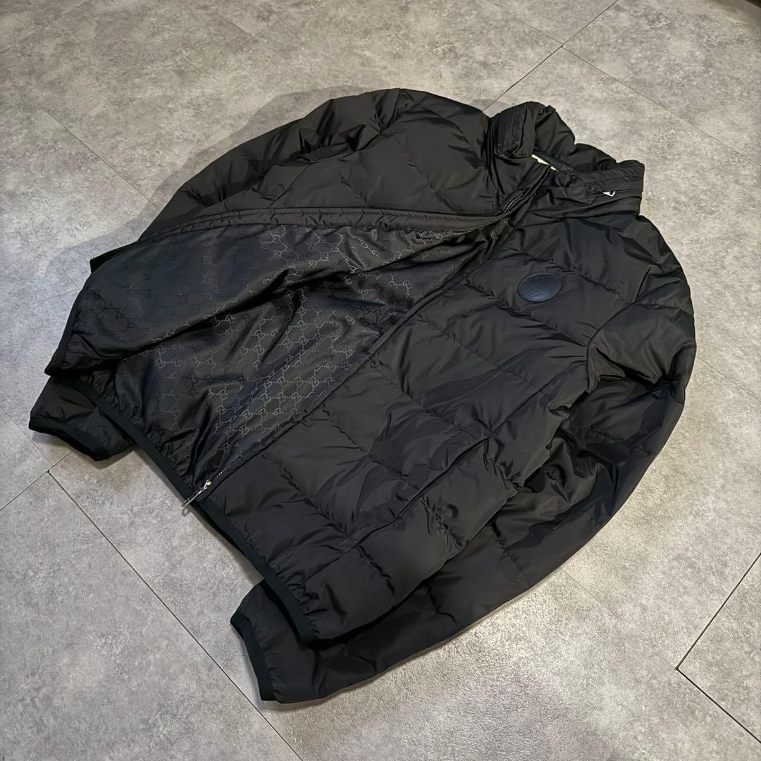 【裏地総柄❗️】GUCCI ダウンジャケット　ワッペンロゴ　ブラック　46 M