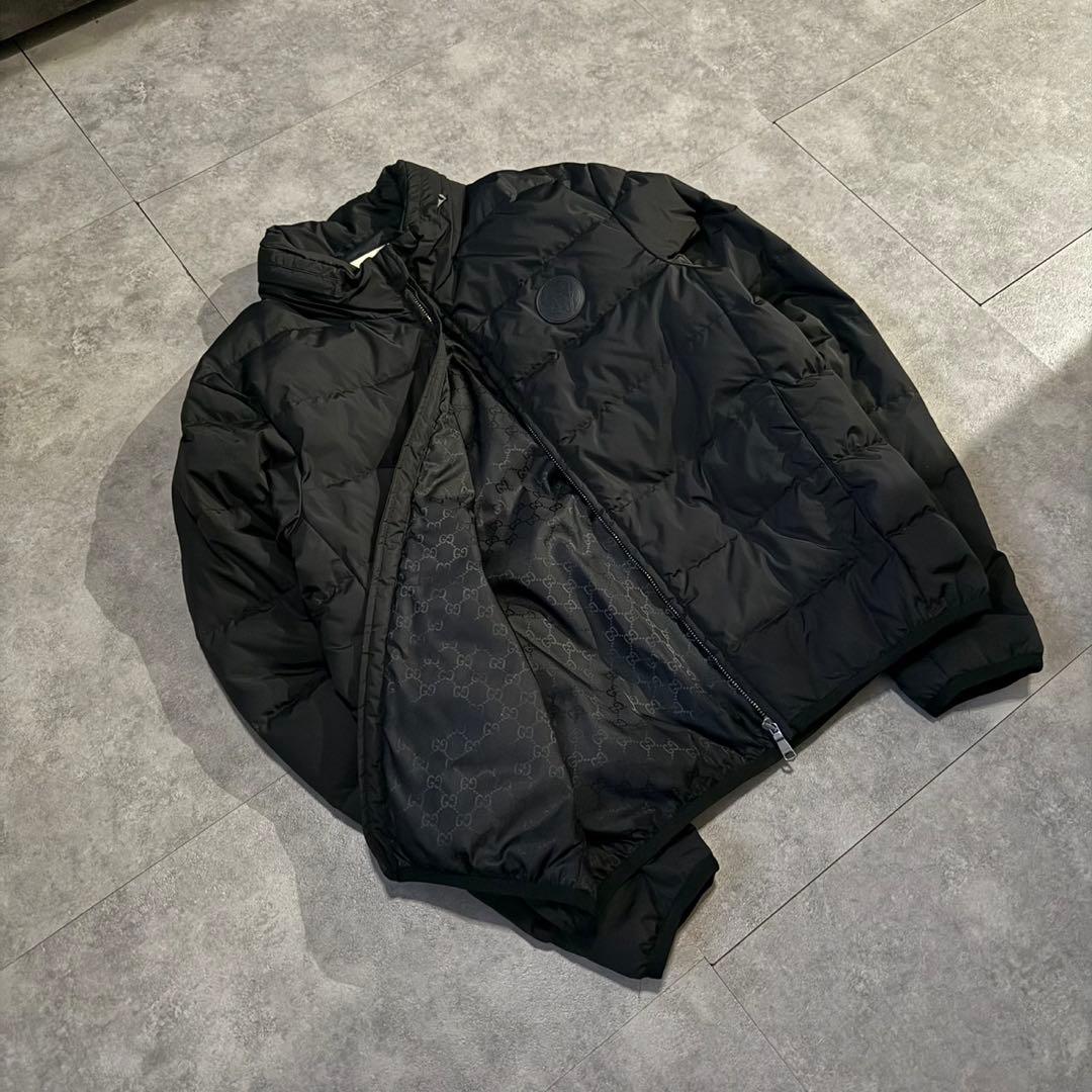 【裏地総柄❗️】GUCCI ダウンジャケット　ワッペンロゴ　ブラック　46 M