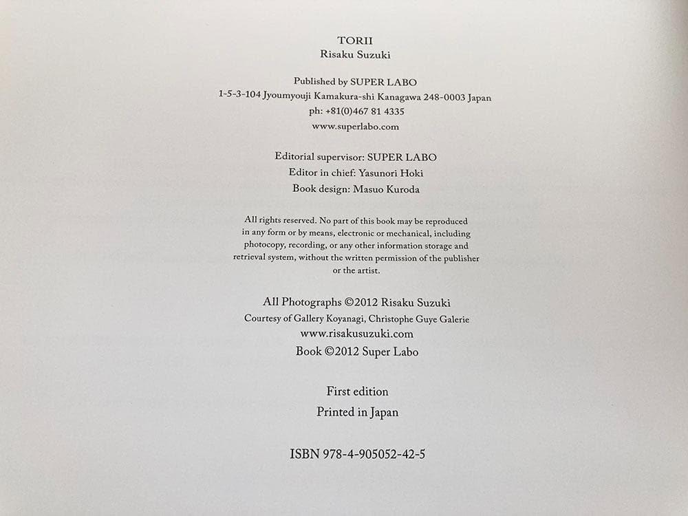 【サイン入】鈴木理策 / Torii