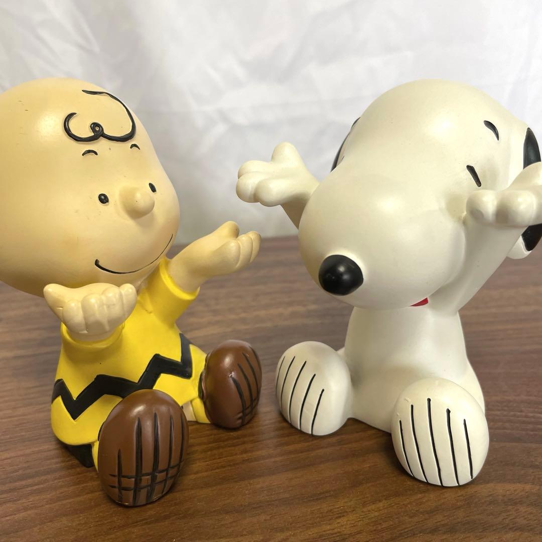 廃盤 スヌーピー＆チャーリーブラウン 陶器 メガネ置き 2体セット