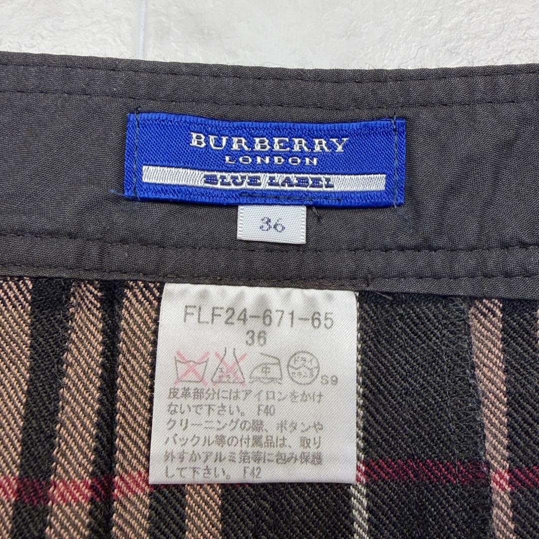 バーバリーブルーレーベル　ラップミニスカート　ノバチェック　36 ブラウン