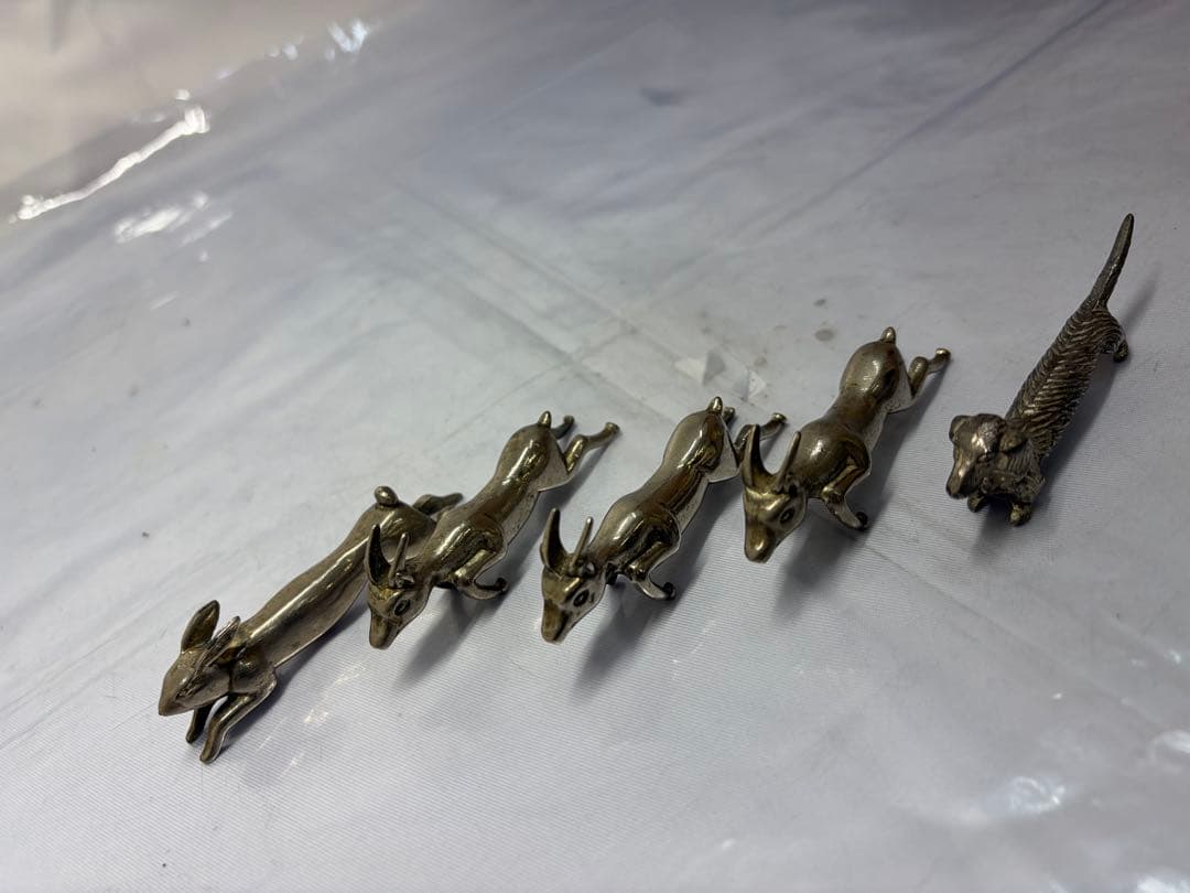 【k】箸置き 馬 犬 兎 カンガルー アンティーク 5点 インテリア 置物