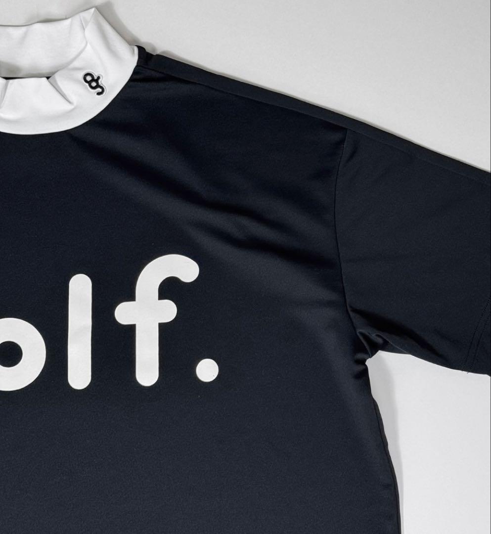 ゴルフ ロゴプリント モックネックシャツ ブラック