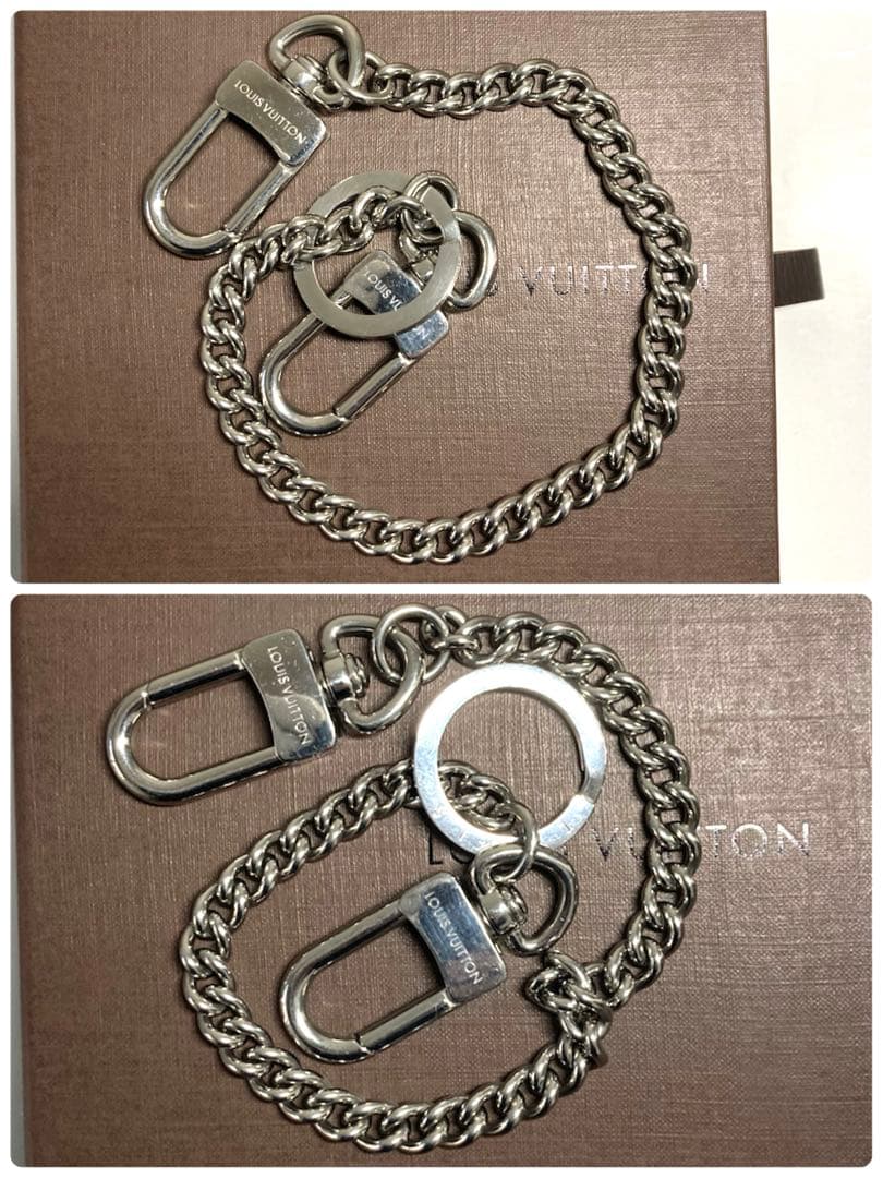 美品　ルイヴィトン　エピ　ノワール　LVサークル　チェーン付き　三つ折り財布