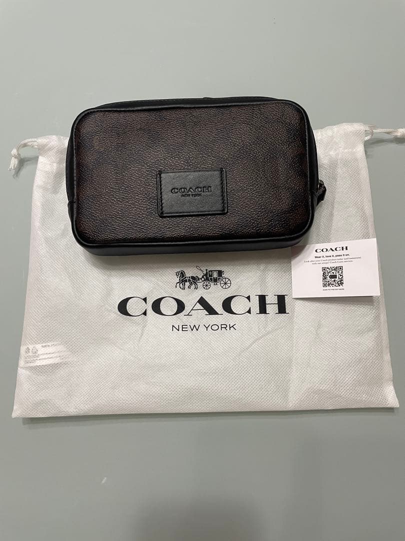 未使用品 COACH シグネチャー ショルダーバッグ ダークブラウンＸ黒