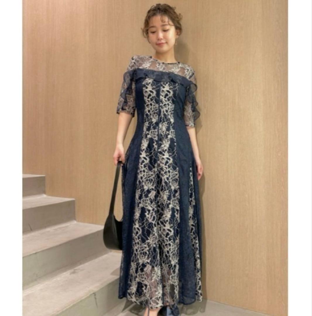 ♡FRAY I.D ミントグリーン×ベージュ　レースフレアドレス♡