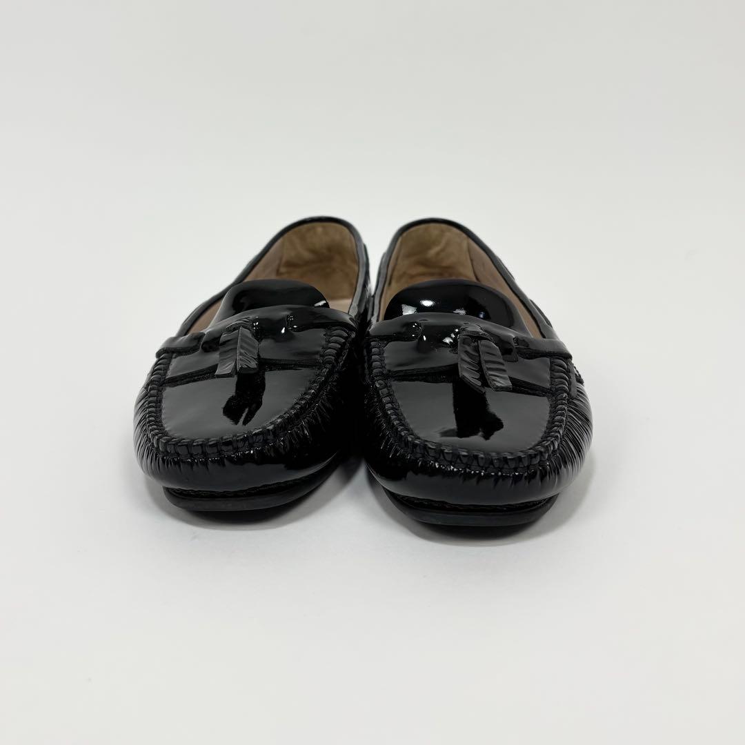 CHANEL ココマーク エナメル ドライバーズシューズ ローファー 黒 37