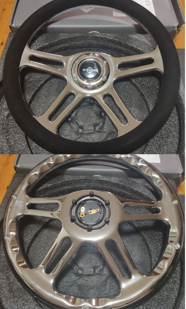 新品 ハーフラップスエードレザー ビレットステアリング350 MOMOピッチ70