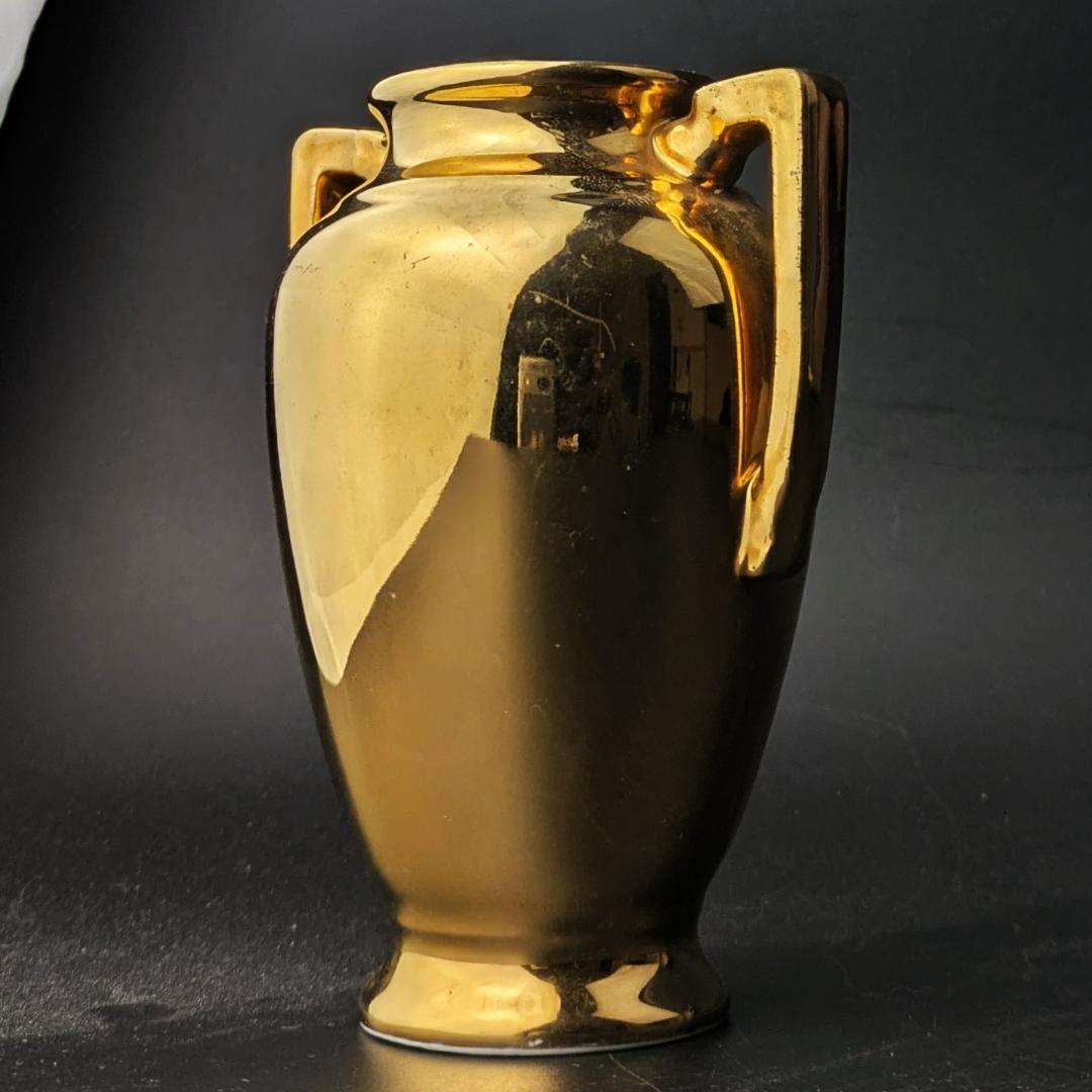 ノリタケ森村組 Mリース 金彩花瓶ミニ 1911-1920年代 双耳 輸出品