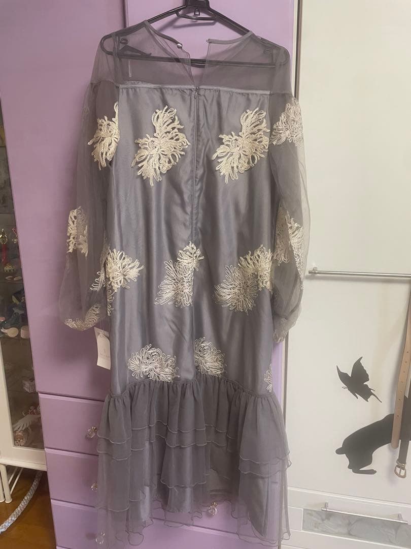 期間限定　niana フラワー 刺繍ティアードフリルドレス Aライン パーティー