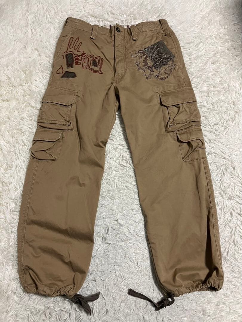 REPLAY リプレイ　ミリタリー　カーゴパンツ ドラゴン　刺繍ロゴ　W32