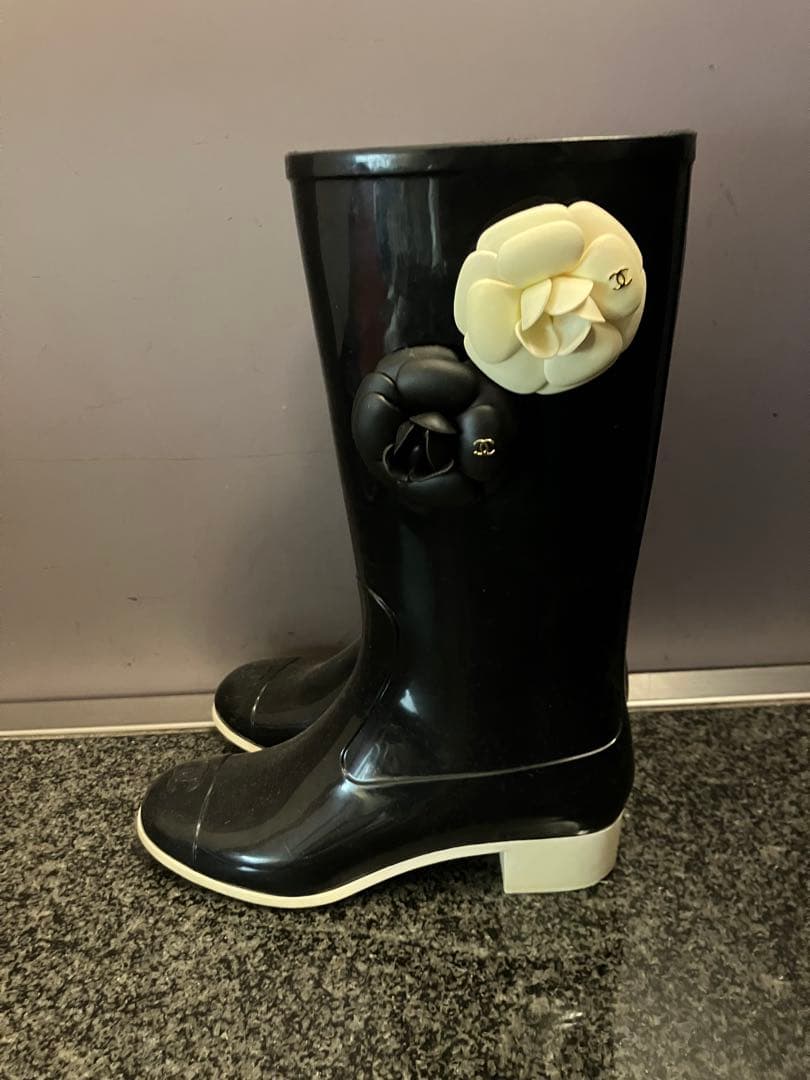 CHANEL ブラック レインブーツ 38
