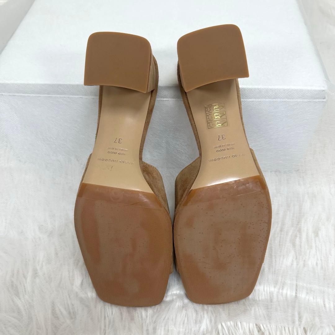 美品♡fabio rusconi スクエアトウミュールサンダル　キャメルスェード