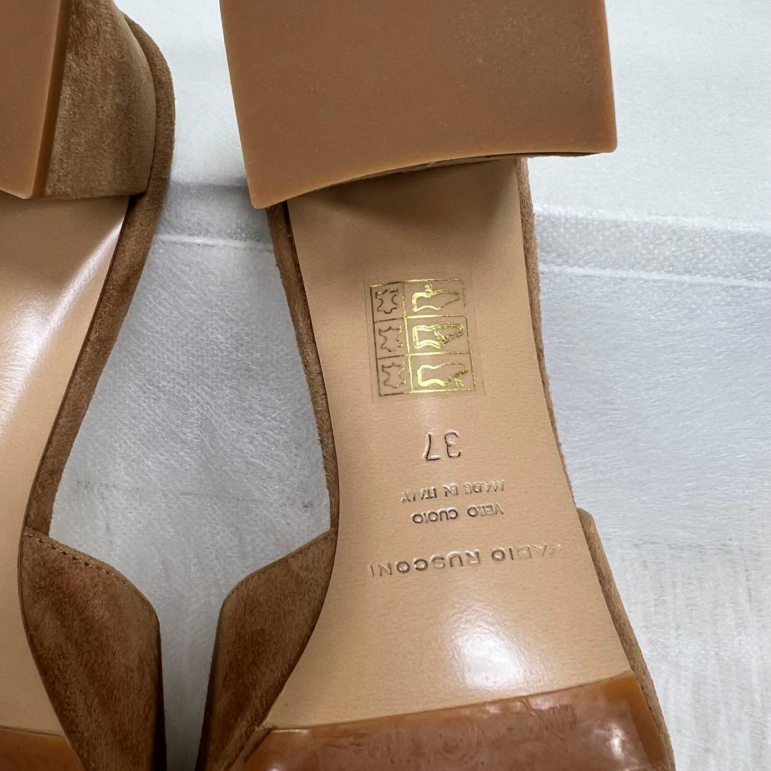美品♡fabio rusconi スクエアトウミュールサンダル　キャメルスェード
