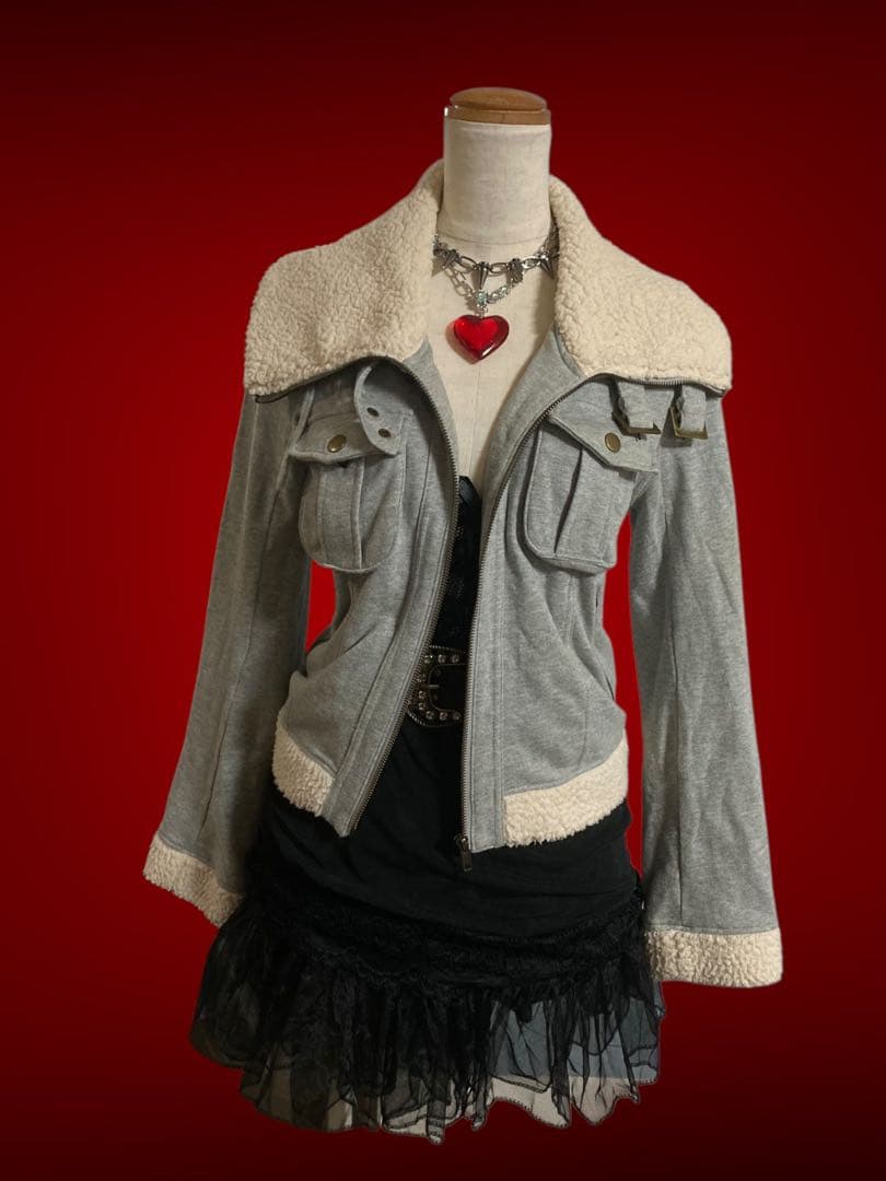 00s当時物ボアy2k平成ギャルフェアリーグランジロックNANAベルトジャケット