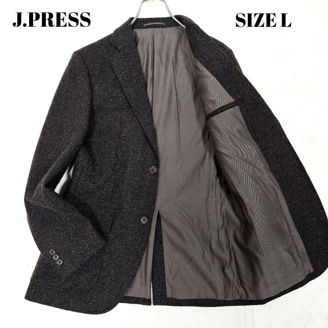 極美品 ジェイプレス テーラードジャケット アルパカ ツイード ブラウン L