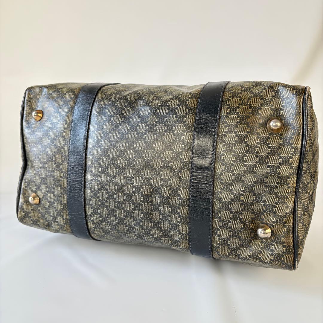 CELINE PVC レザー ボストンバッグ マカダム トリオンフ 黒