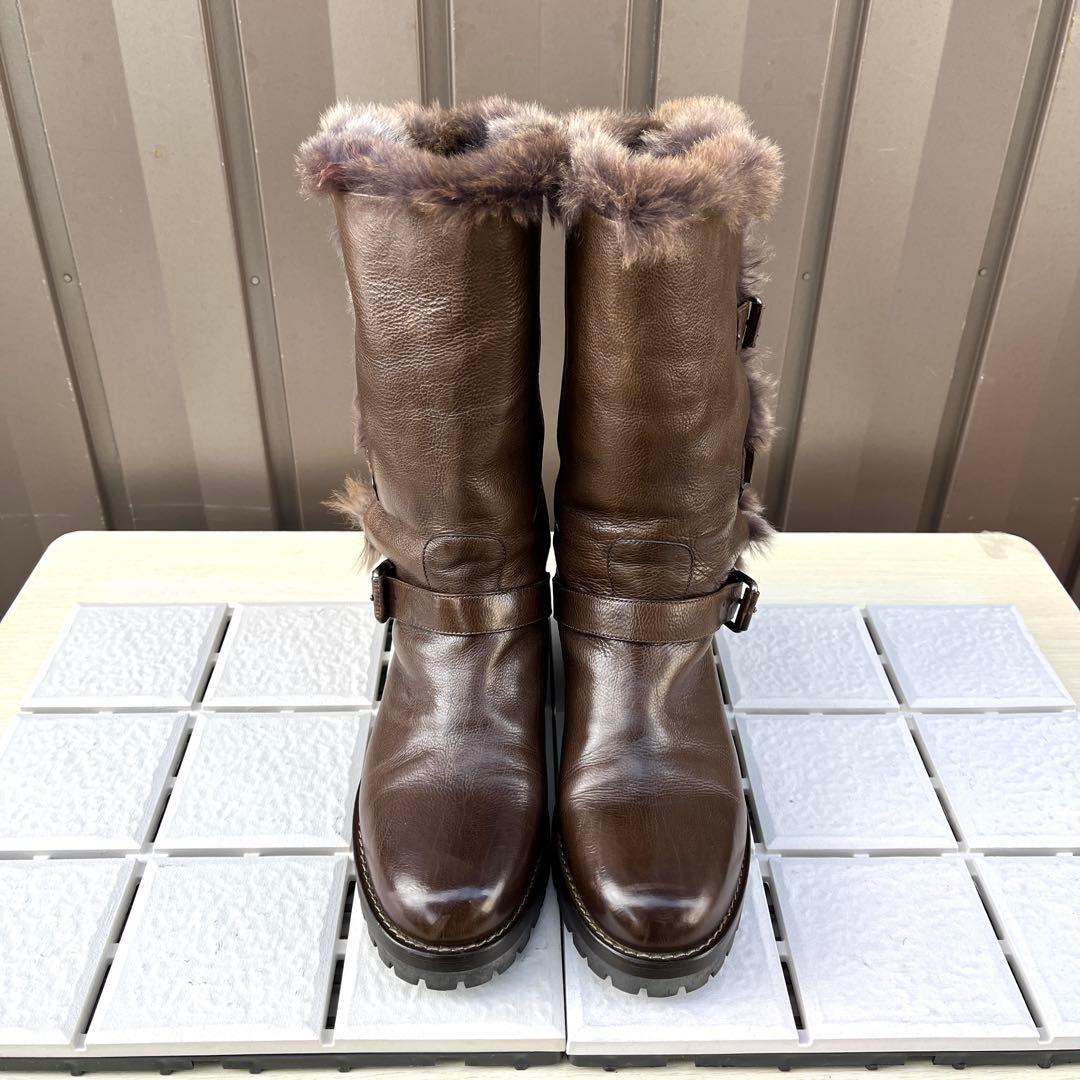 37 SARTORE エンジニア ブーツ ブラウン ファー　ボア　24