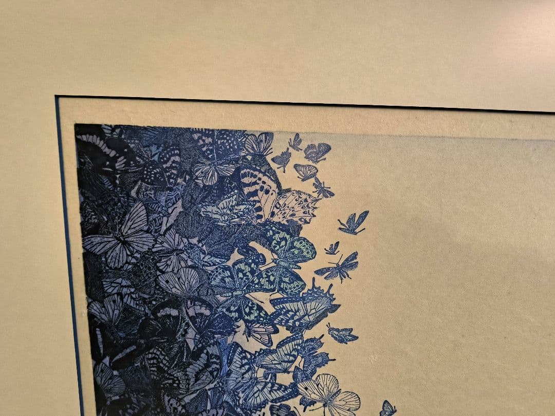 貴重！吉田千鶴子 大きい 版画 谷間の蝶