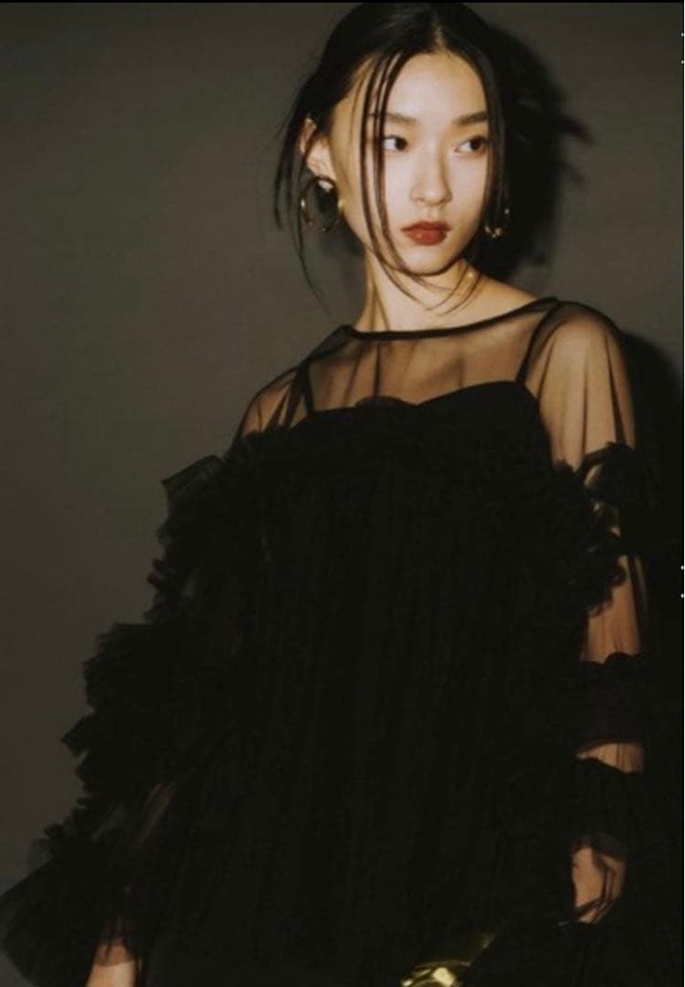 トップス ANDRESD decorative tulle tops