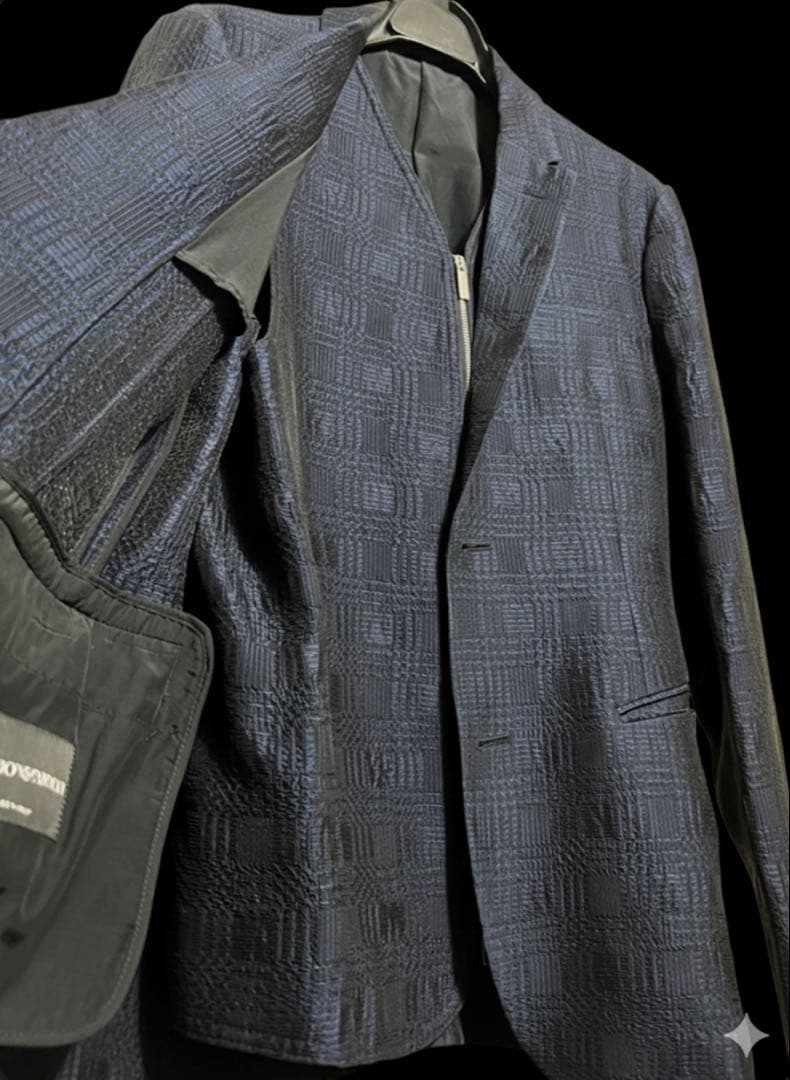希少美品 エンポリオアルマーニ 17AW レイヤード風ジャカードジャケット 44
