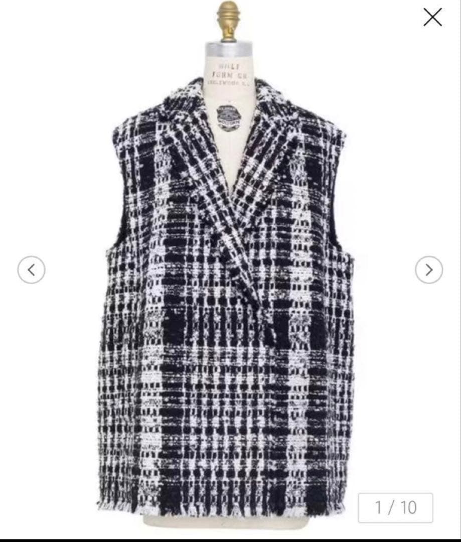 drawer ツイード ブークレ ノースリーブ ジャケット ジレ　ベスト