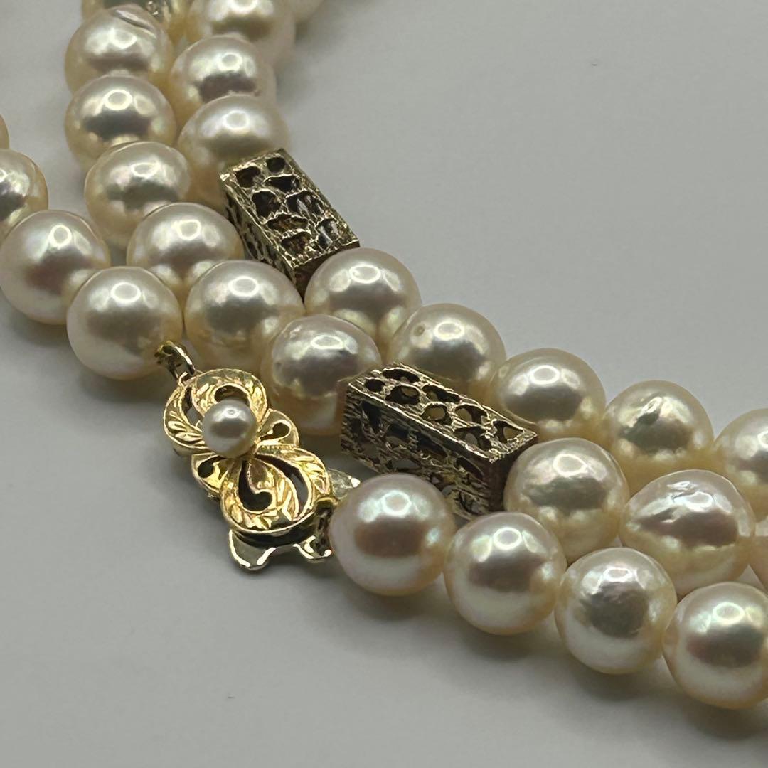 K14◎ミキモト パールロングネックレス 本真珠 約8.1～8.8ミリ箱付