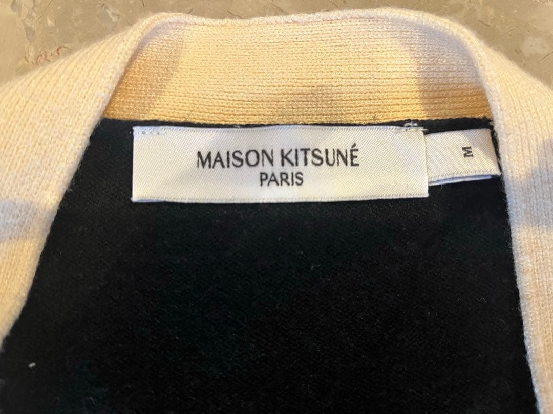 メゾン キツネ フォックスパッチ バイカラー クラシック カーディガン