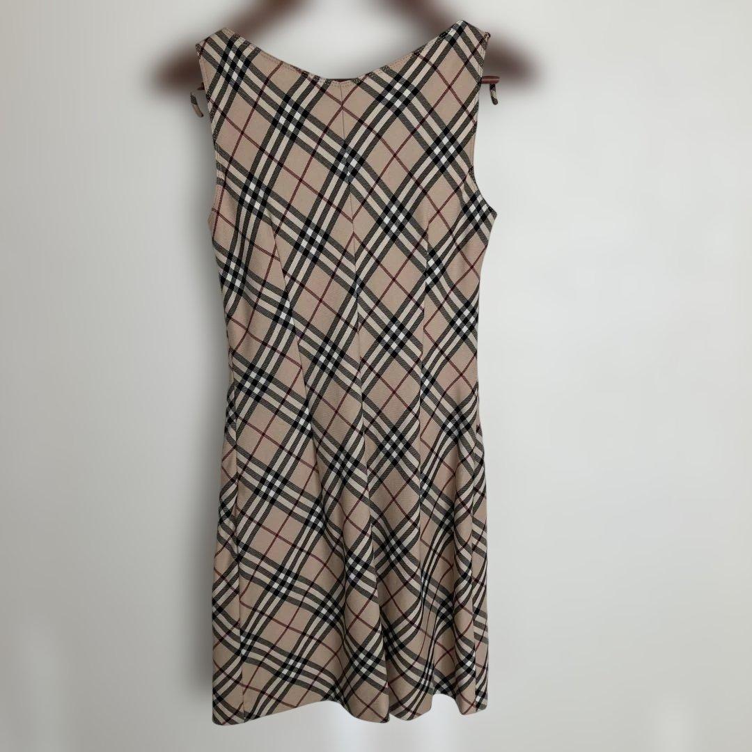 バーバリーブルーレーベルチェック柄ノースリーブミニワンピースサイズ38