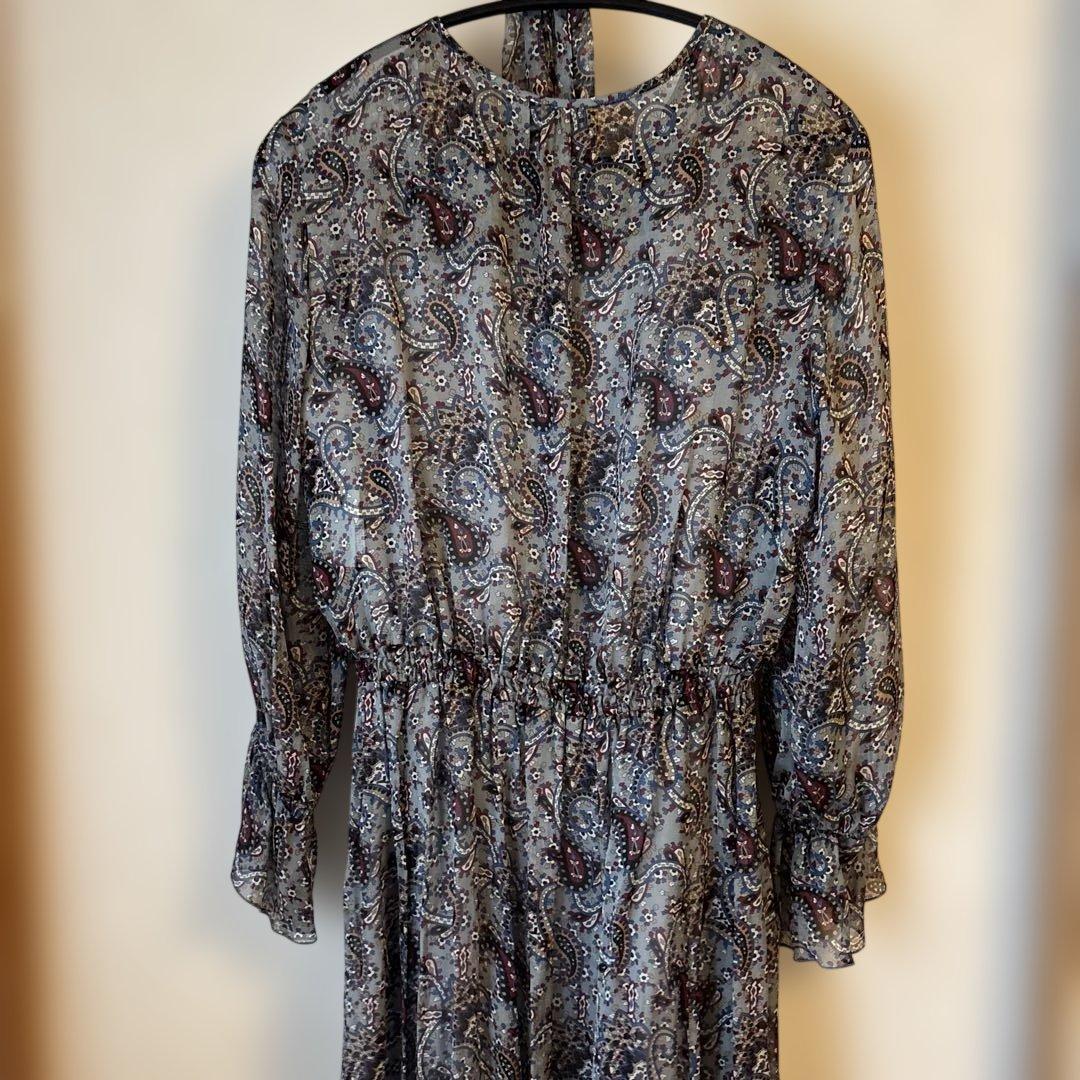 アナイ　ペイズリーワンピース　38 カーキー　シルク100%