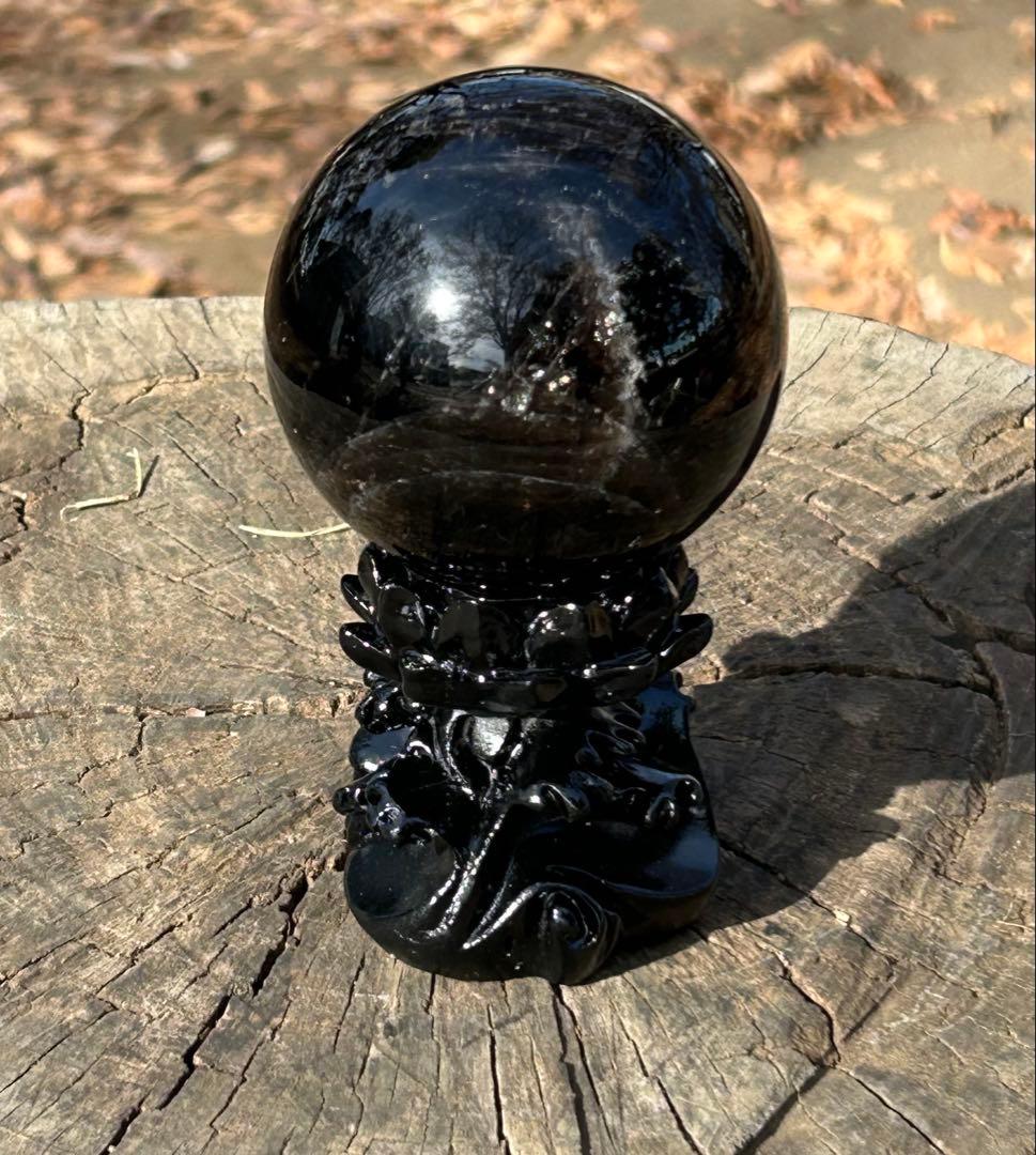 ⭐️ビックサイズ❣️2点セット✨ モリオン＆スモーキークオーツ　スフィア　台座つき⭐️