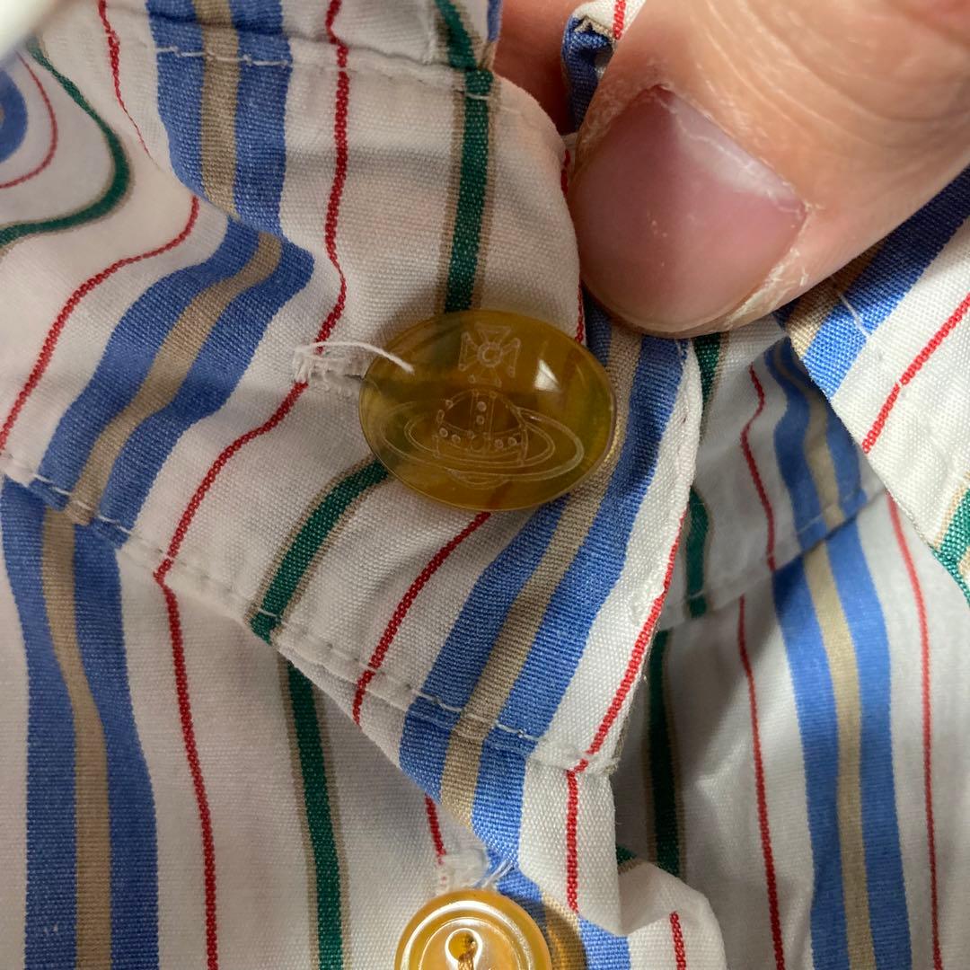 ヴィンテージ ヴィヴィアンウエストウッド ボリューム袖シャツ ストライプ オーブ