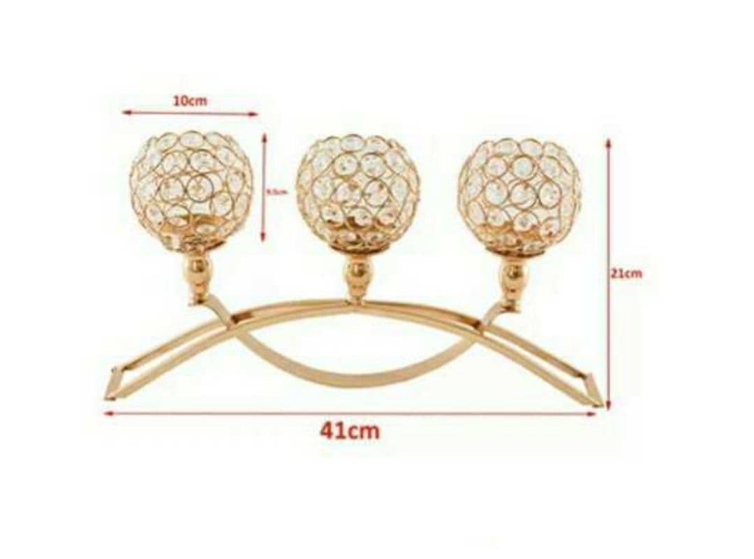 高級 3連 おしゃれ クリスタル ゴールド キャンドルホルダー おしゃれ