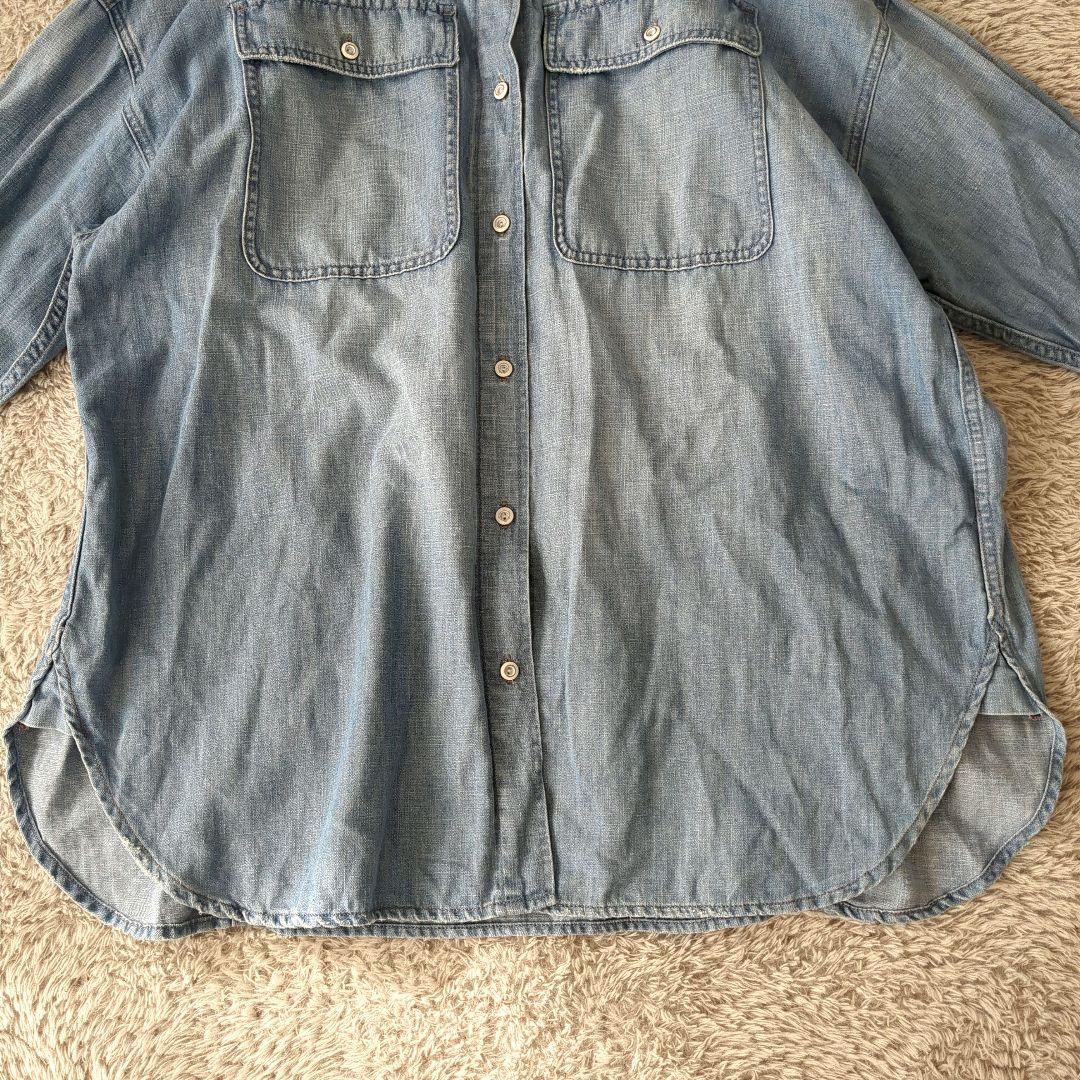 ヘルシーデニム Breezy Almond デニムシャツ ゆったり ライトブルー