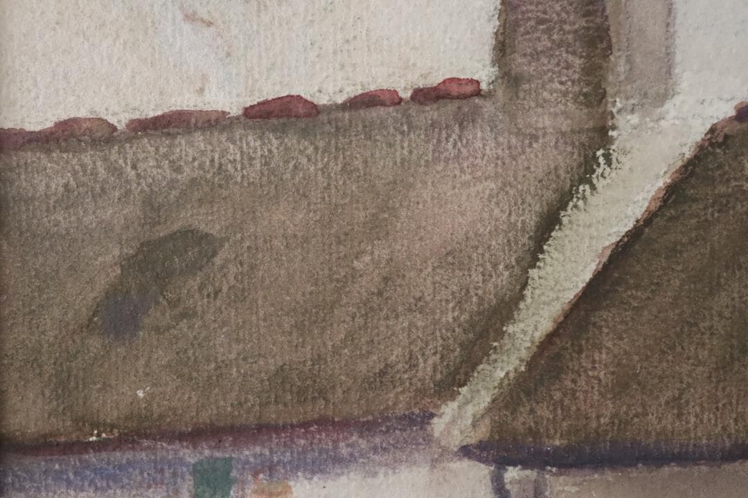 真作保証 三宅克己 風景画 水彩5号 タトウ箱 油彩技法を用いて水彩表現の開拓者