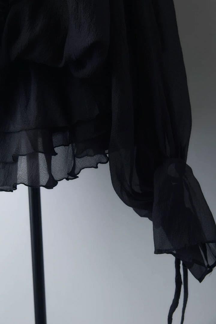 frene フレーネ　フリル付き黒シースルーブラウス