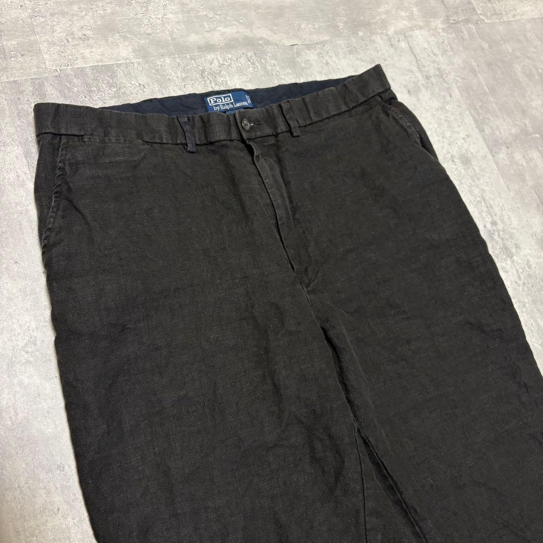 90s ポロバイラルフローレン　リネン　トラウザーズ　スラックス　38×30