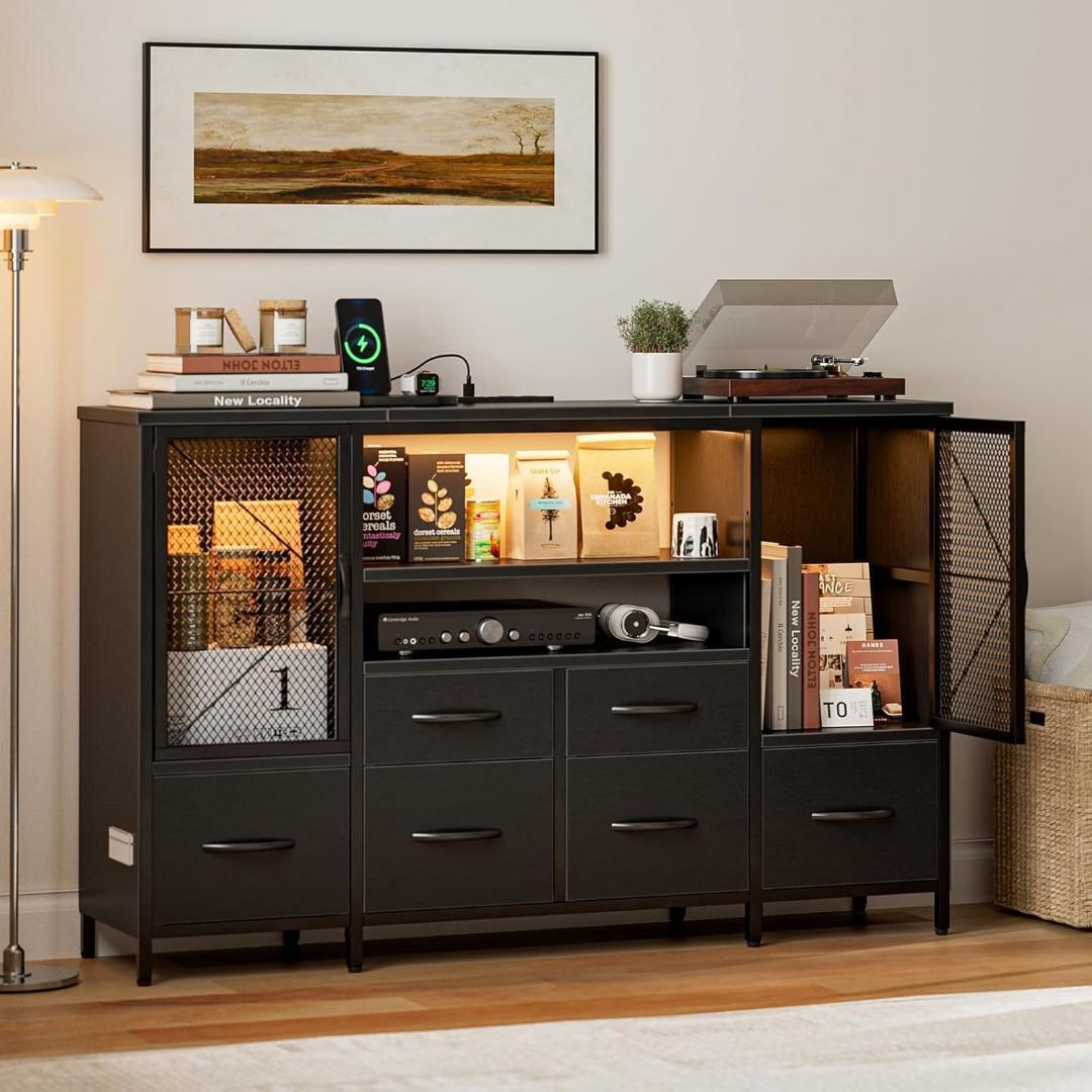 大特価！チェスト収納 タンス 棚付き リビングキャビネット 扉 箪笥リビング