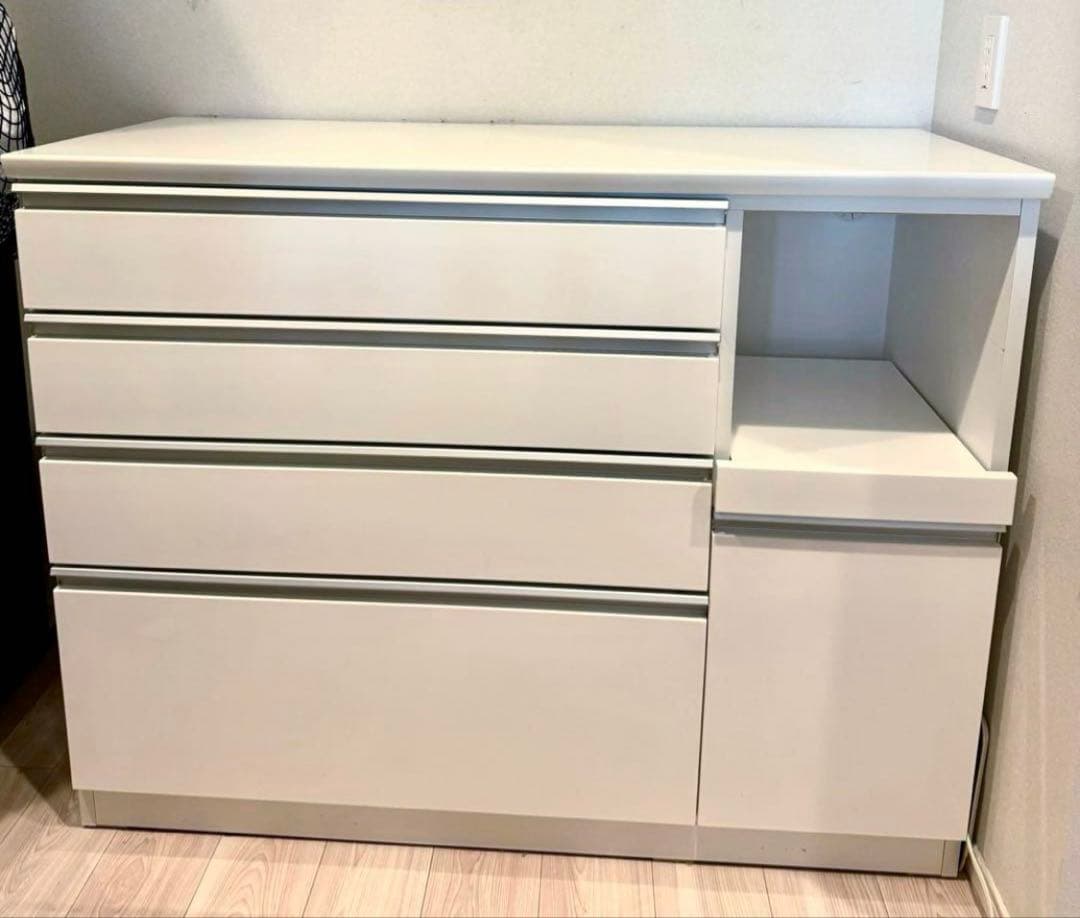 ニトリ　カップボード【レジューム120-2QH-R WH】