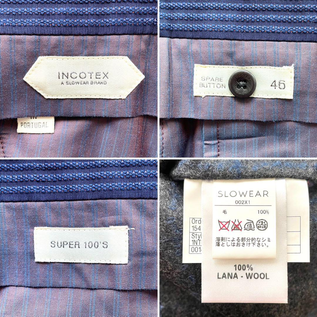 【新品同様】INCOTEX SUPER100'S ウール スラックスパンツ 46