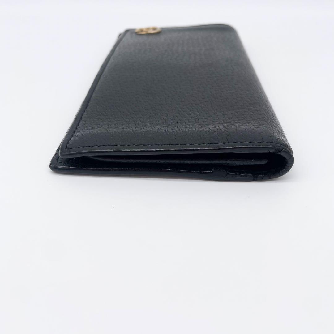 GUCCI マーモント　GGロゴ　長財布　レザー　ブラック