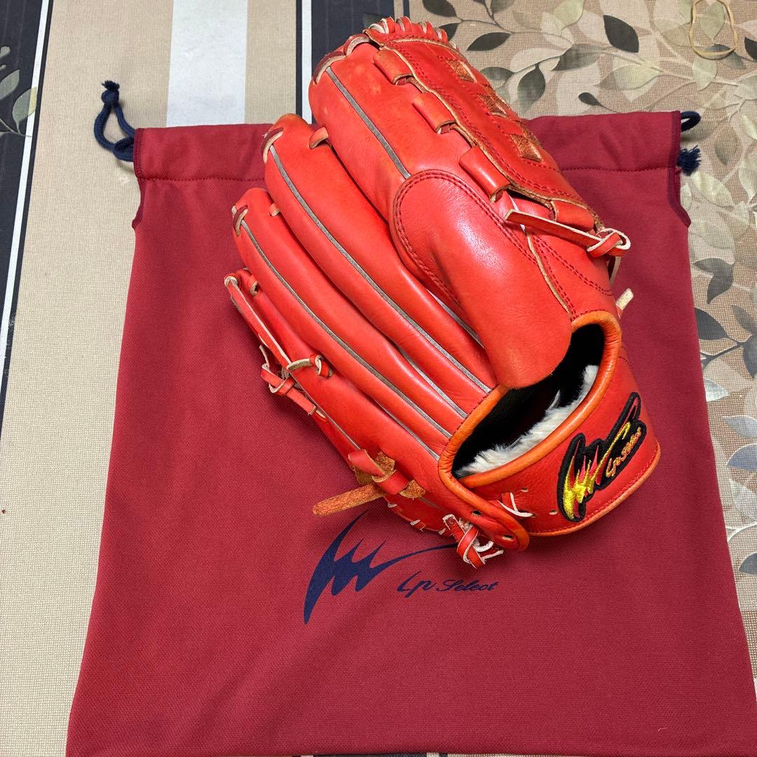 軟式グローブ　投手用オレンジ IPセレクト　グラブ袋付き