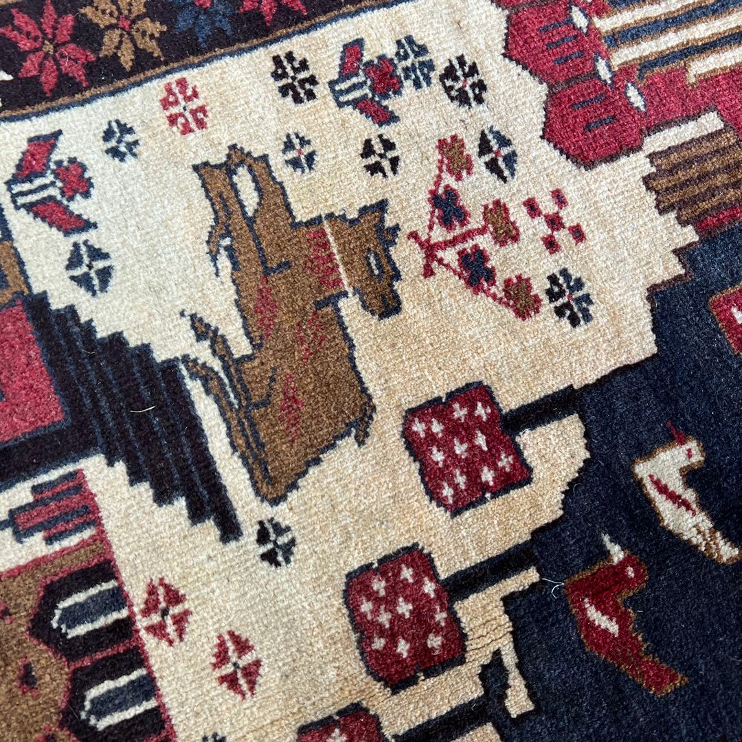 ペルシャ 手作りカシュカイヴィンテージラグ 83cm x 137cm