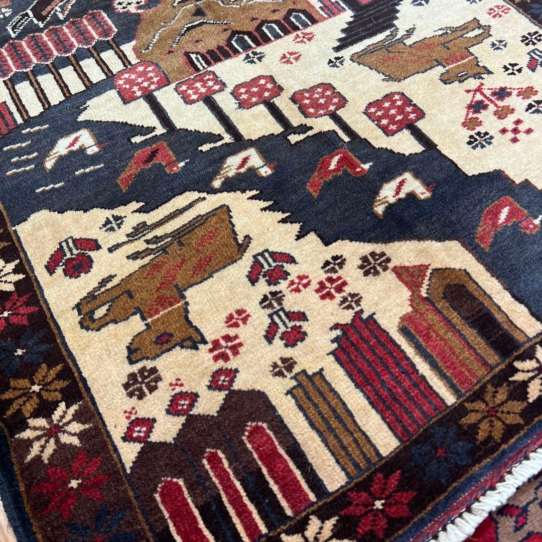 ペルシャ 手作りカシュカイヴィンテージラグ 83cm x 137cm