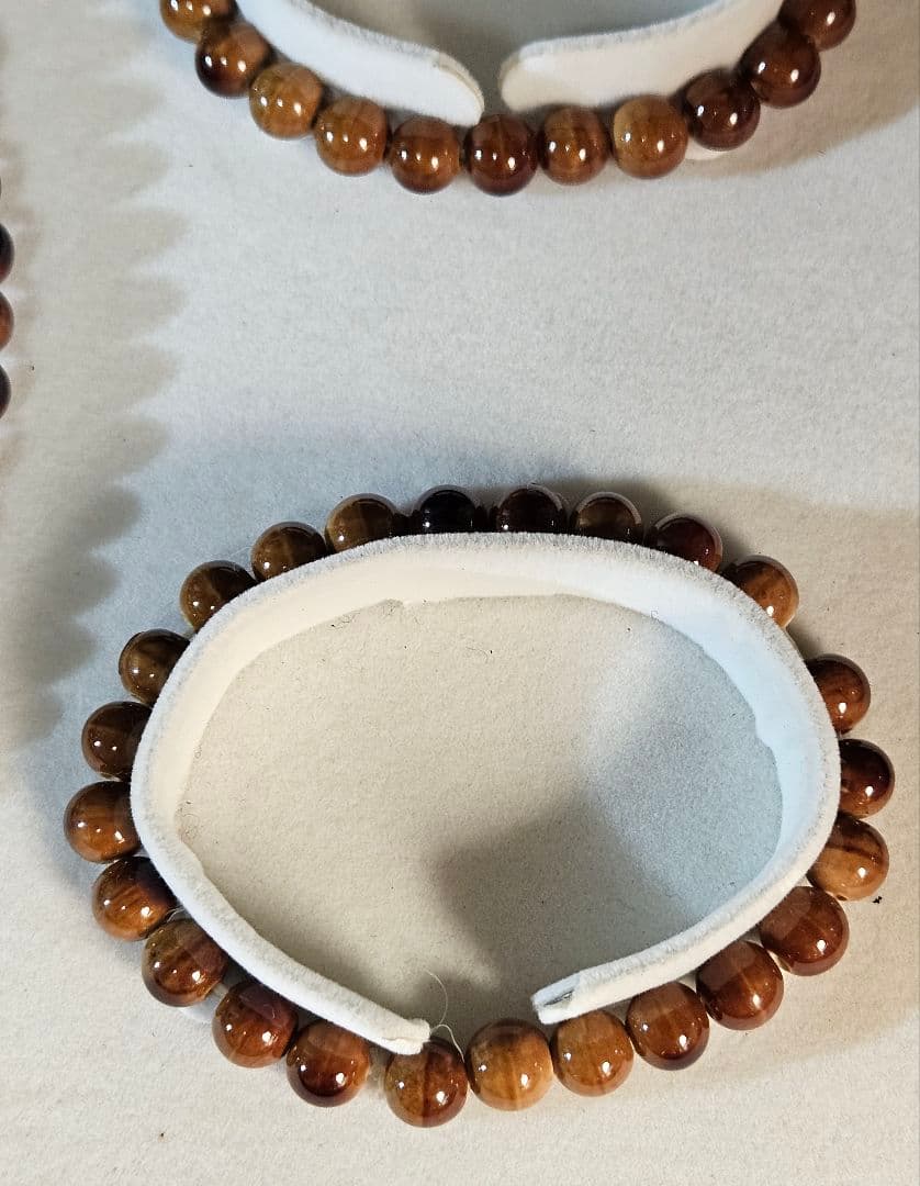 タイガーアイ　ネックレス　ブレスレット×2　3点セット　ケース入り　虎目石