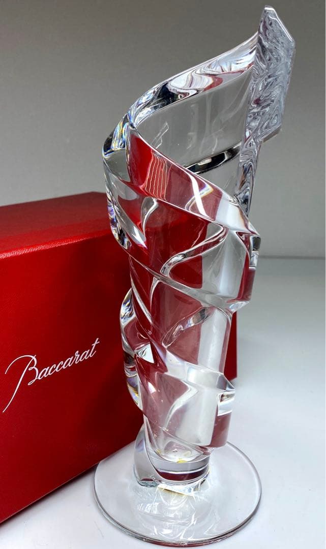 専用バカラ　スパイラル花瓶　共箱　高さ21.2㎝　東Y6-1008☆1Fトヒルサ