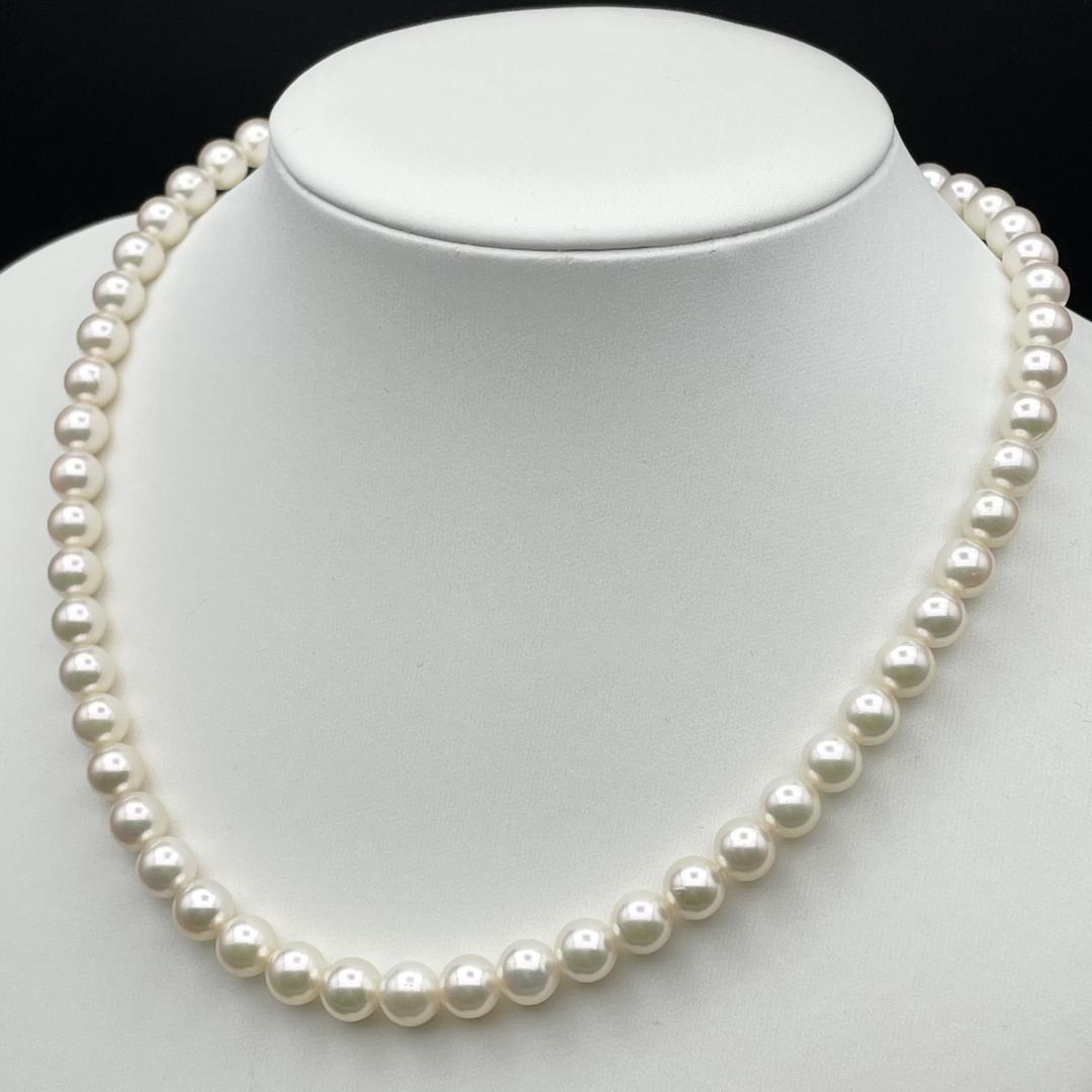 アコヤ真珠 真珠科学研究所鑑別書 約7mm-7.5mm ネックレス Silver