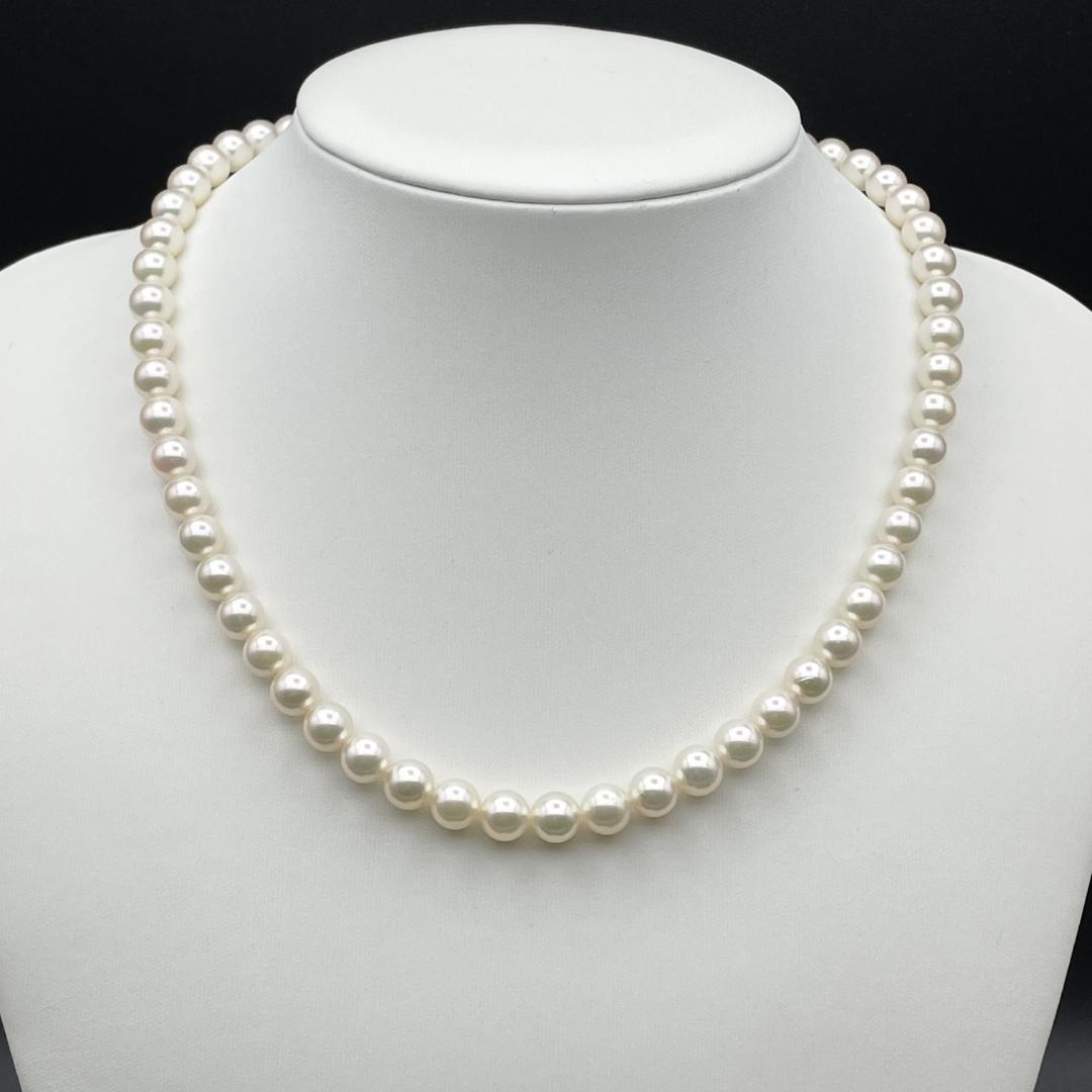 アコヤ真珠 真珠科学研究所鑑別書 約7mm-7.5mm ネックレス Silver